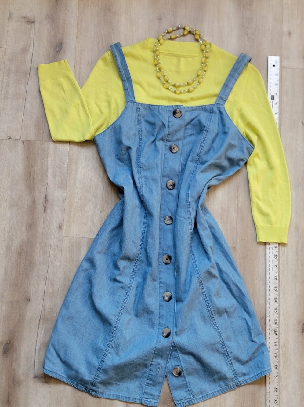 Blue Button-Front Denim Mini Dress